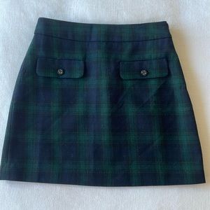 LOFT navy and green plaid wool pocket skirt - size 6 - NEW without tags